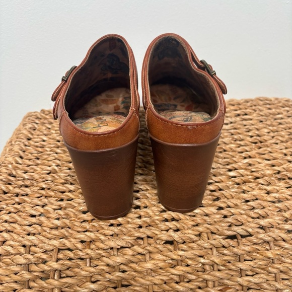 BØC Liv Clog Heel Brown Buckle Platform Chunky Size 7.5 - Picture 2 of 11